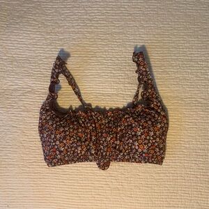 NWOT - Cute Brown Ditsy Floral Bikini Top